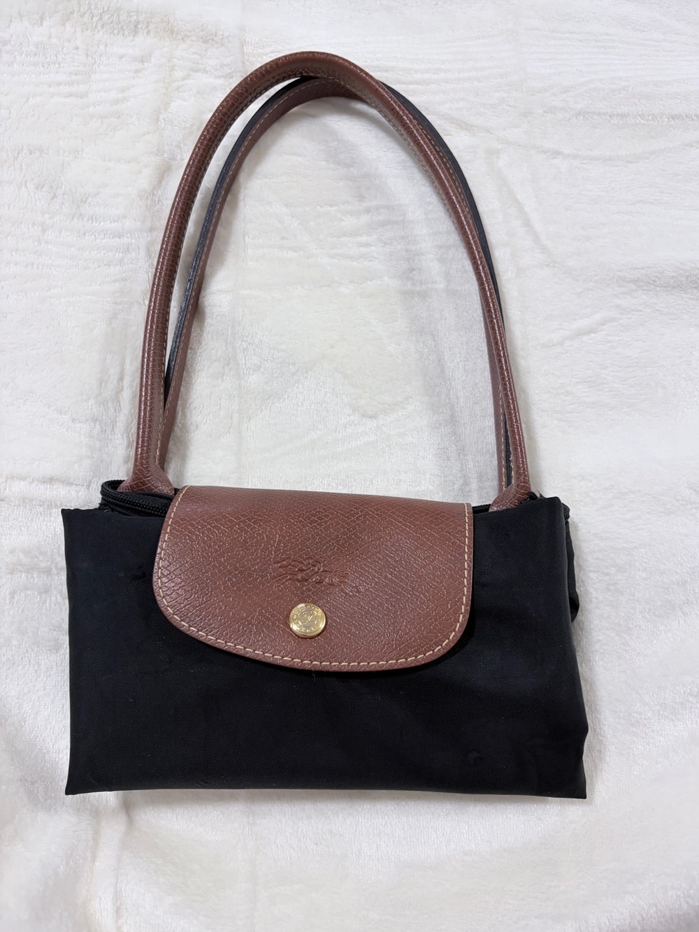Longchamp Le Pliage Original Small Shoulder Tote Bag - Black and Brown